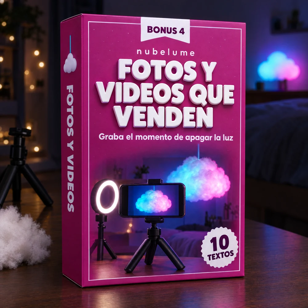 Caja del bono 4 de nubelume: guía de fotos y videos con un celular grabando una nube encendida