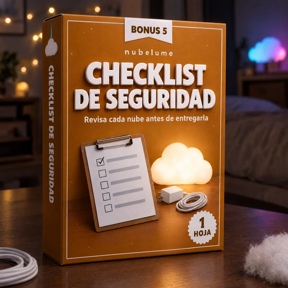 Caja del bono 5 de nubelume: checklist de seguridad con la fuente fuera del relleno